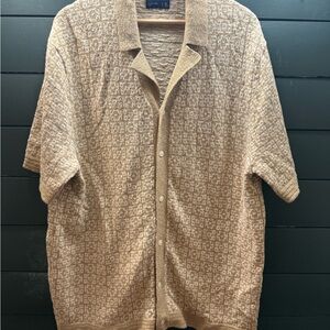 Abercrombie & Fitch Beige Geometric Men's Sweater Polo Shirt